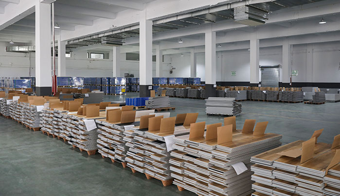 Dishoverflooring a corner of the warehouse