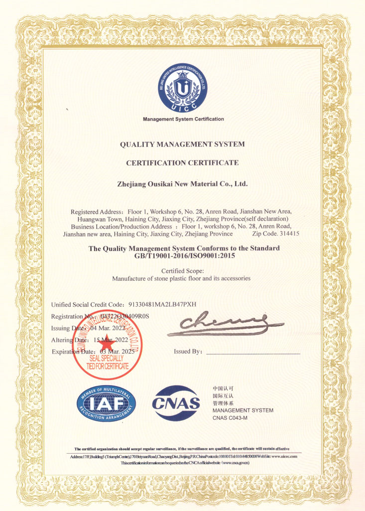 Dishoverflooring manufacture-certification-ISO9001-report