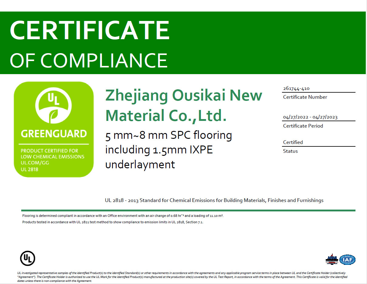 Dishoverflooring manufacture-certification-greenguard-Report